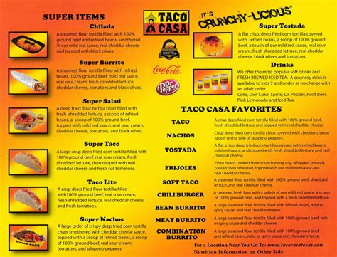 Taco casa shawnee menu  Crack open a NEW Daily Deal, all day Monday – Friday